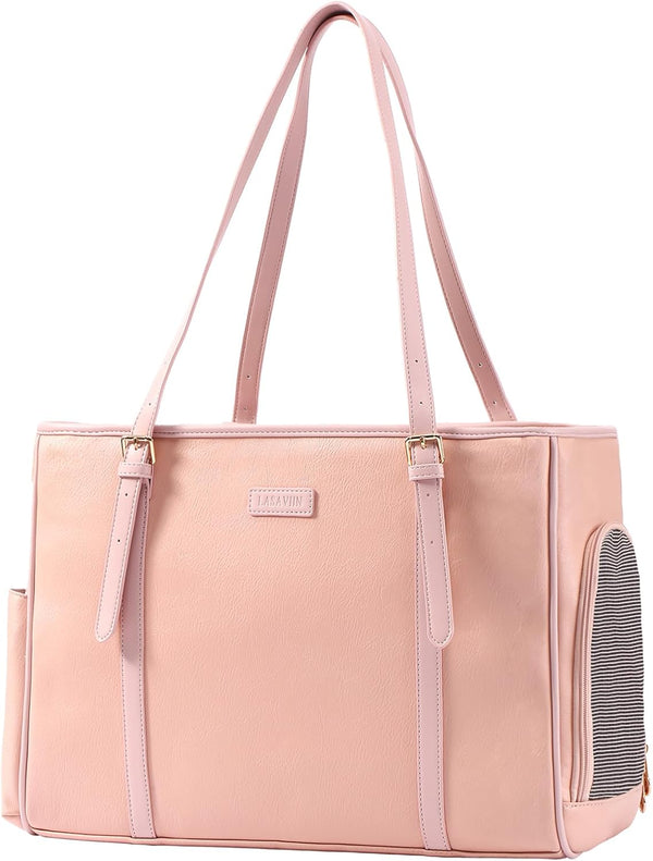 Lasaviin Fashion Dog Purse Pet Carrier Leather Bag for Small Dogs Cats