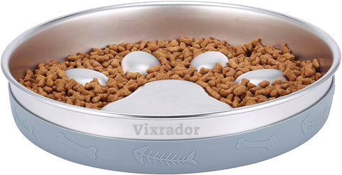 Slow Feeder Dog Bowls, 2 Cups Stainless Steel Non-Slip Bowl, Slow Feeder for Small & Medium Sized Dogs