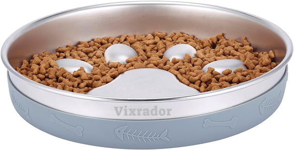 Slow Feeder Dog Bowls, 2 Cups Stainless Steel Non-Slip Bowl, Slow Feeder for Small & Medium Sized Dogs