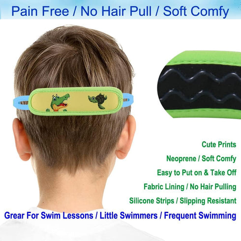 Kids Swim Goggles Age 2-6 - Toddler Goggles No Hair Pull, Child Goggles with Padded Headband