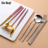 Portable & Reusable Stainless Steel Travel Cutlery Set, Folding Utensil Set with Case for Camping, Picnic, Office