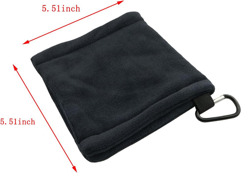 ZYAMY Pocket Golf Towel with Clip, Black Sweat-Absorbent Cleaning Tool, Golf Accessories, Golf Ball Cleaning Towel
