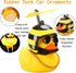 wonuu Yellow Rubber Duck Toy Car Ornaments, Squeeze Duck Dashboard Decorations with Propeller Helmet for Bicycle Horns