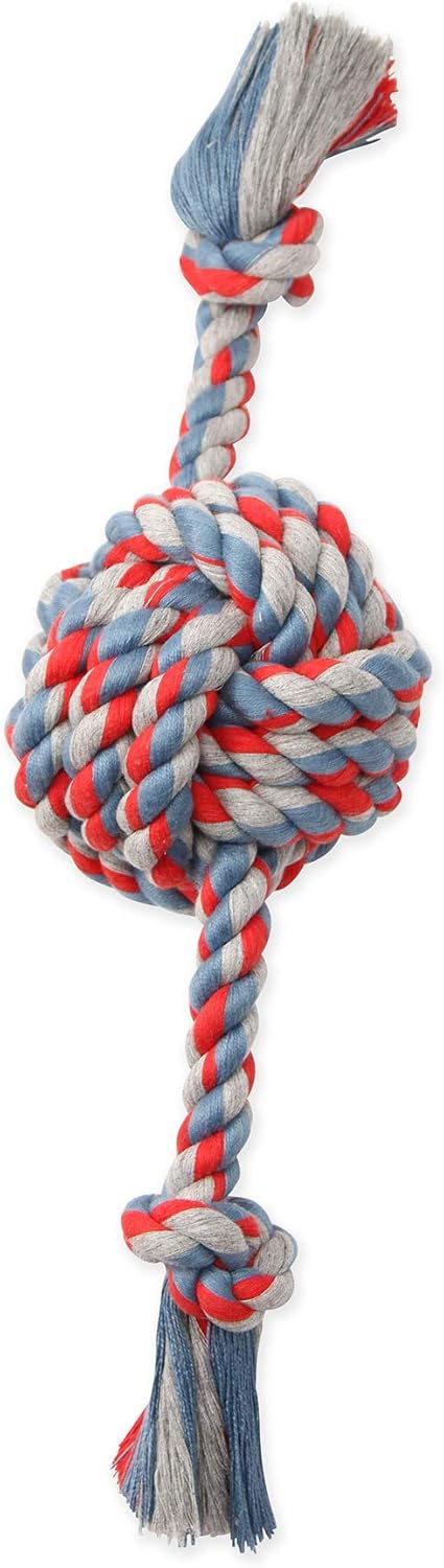 Mammoth Pet Products Flossy Chews Color Monkey Fist Ball with Rope Ends, Large, 18-Inch, Multi (20096F)