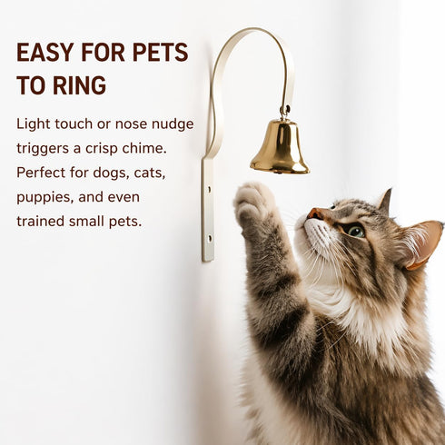 Communication GoldTiger Fixed Metal Dog Doorbell for Potty Training - Heavy Duty Steel Wall Mounted Dog Bell for Door