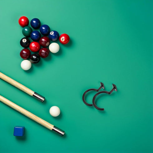 4pcs Beaupretty Metal Pool Cue Holder Rack and Snooker Table Hooks, Wall-mountable Black Steel Pool Table Side Cue