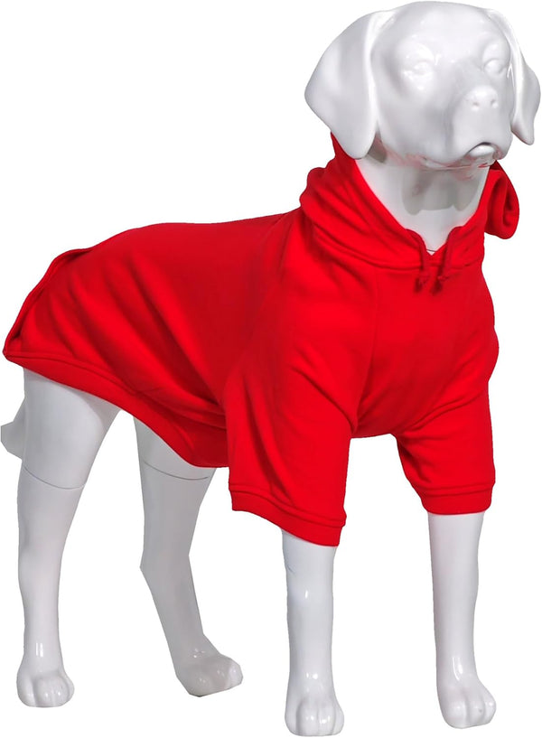 Lovelonglong Red Basic Hoodie Sweatshirt for Dogs, 100% Cotton, Fits Small Medium Dachshund Large Dog, XXL