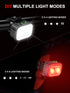 Super Bright Bike Light Set, IPX6 Waterproof Front and Back Lights with 8+12 Lighting Modes, USB Rechargeable LED