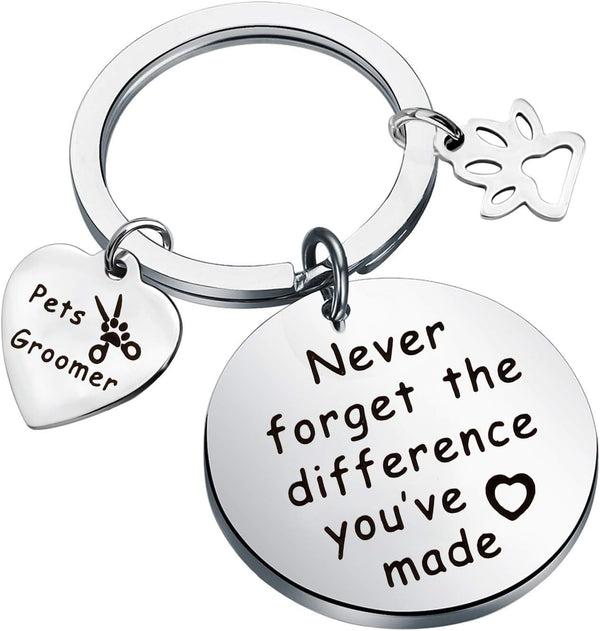 MYOSPARK Pet Groomer Keychain, Dog Salon Gift, Appreciation Jewelry for Pet Beauticians, Never Forget the Difference