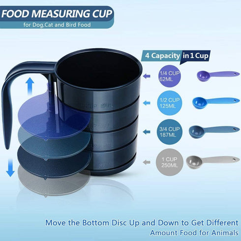 Dog Food Scoop, 4 Cup Measuring Scoop for Pets, Includes 1/4 C, 1/2 C, 3/4 C, 1 CUP for Dogs, Cats, and Birds