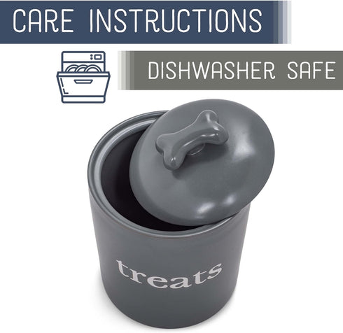 Nat & Jules Charcoal Grey 8 x 6 Ceramic Pet Treats Canister