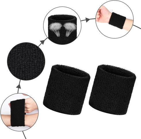 Aucuu Set Sports Wristband for Men & Women, Sports Wristband Absorbent Sweatbands Head Wrist Hand Sweatband Headband