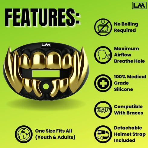 Loudmouth Football Mouth Guard - 3D Chrome Beast Mouthpiece for Adult & Youth Ages 5+