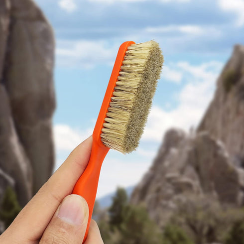 TWO STONES Climbing Chalk Brush with Thick Ultra Durable Boar's Hair Bristles, Bouldering Brush with Ergonomic Handle