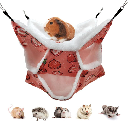 EAEDMY Rat Ferret Hammock Toys Cage Accessories, Guinea Pig Hideout Tunnel, Warm Bed