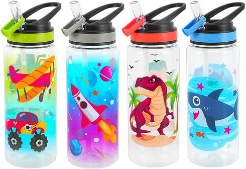 Home Tune 23oz Kids Water Bottle for School, BPA FREE, Leak Proof Flip Straw, Easy Clean - Rocket