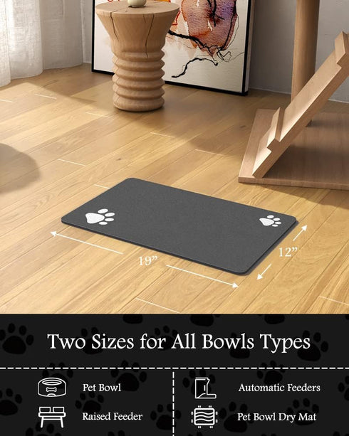Absorbent Pet Feeding Mat for Food and Water Bowl - Quick Dry Dog Water Dispenser Mat, No Stains, Dog Accessories