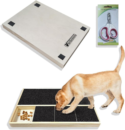 Dog Nail Scratch Pad with Treat Box & Pet Nail Clipper, Interactive