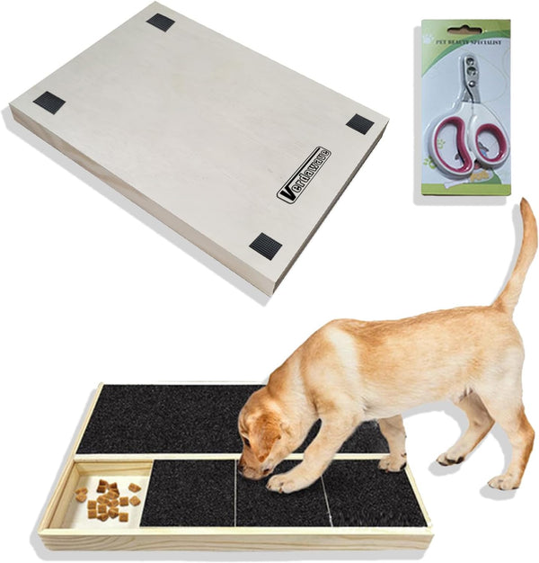 Dog Nail Scratch Pad with Treat Box & Pet Nail Clipper, Interactive