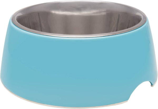 Loving Pets Retro Bowl, Small Blue, No Tip Stainless Steel Elevated Pet Food Water Bowl, Spill Proof