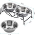 Pet Bowl, Double Cat Dog Waterer Bowls, Stainless Steel Elevated Feeder with Non-slip Raised Stand for Small Dogs Cats