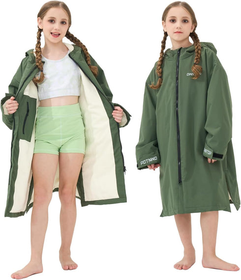 Owntop Swim Parka Surf Poncho for Kids Youth and Adult, Unisex Oversized Bat Wing Hooded Changing Robe Windproof