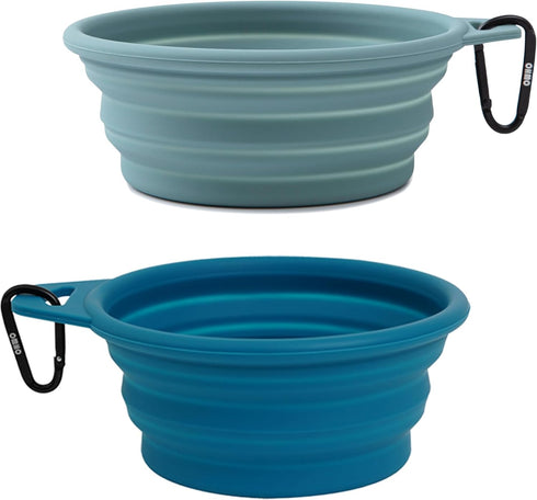 Collapsible Dog Bowl(2 Pack, Peacock&Light Blue 12oz/400ml) Premium Silicone Pet Water Bowls for Cats & Dogs, Portable Dog Travel Bowls Foldable for Outdoor Camping Hiking