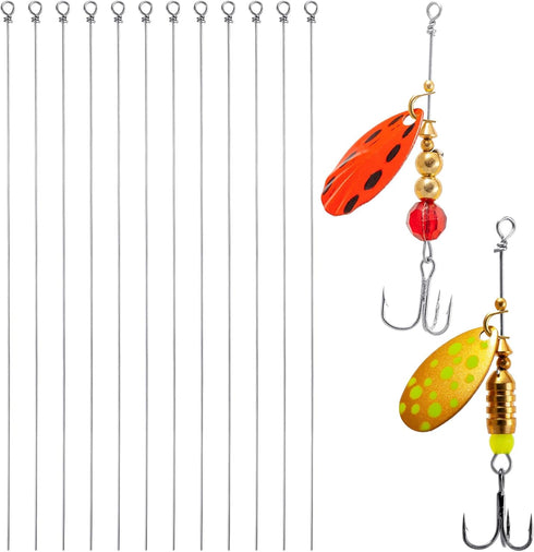 Apojgitn 100PCS Fishing Wire Spinner, Stainless Steel Lure Making Supplies Kit for Hanging Fishing Spinners Rigs