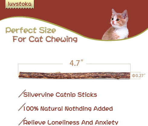Silvervine Sticks for Cats, 30PCS Wooden Chew Toys, Matatabi Catnip Teething Toys for All Ages