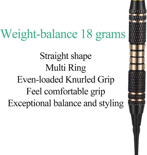 Soft Tip Darts Set 18/20 Grams, Professional Plastic Tip Darts with Brass Barrel, Aluminum Shafts, 50 Rubber O-Rings