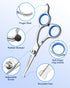 Furry Grooming Scissors Set, 5CR 6 in 1 Dog Grooming Scissors with Safety Round Heads for Dogs and Cats