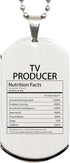 DesiDD Funny TV Producer Gifts - Nutrition Facts Dog Tag Necklace for Coworker