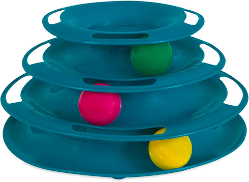 Pet Zone Busy Ball Three Tier Cat Tower Plastic Rattle Toy Fun