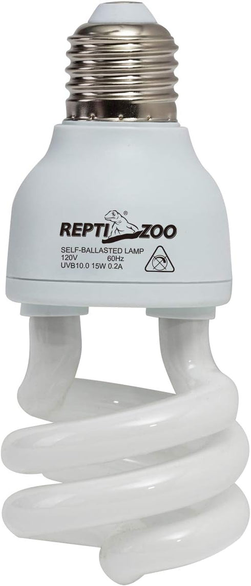 REPTIZOO Energy Saving Lamps UVB Bulb - Spiral Compact 15 Watts UVB 10.0 for Reptiles