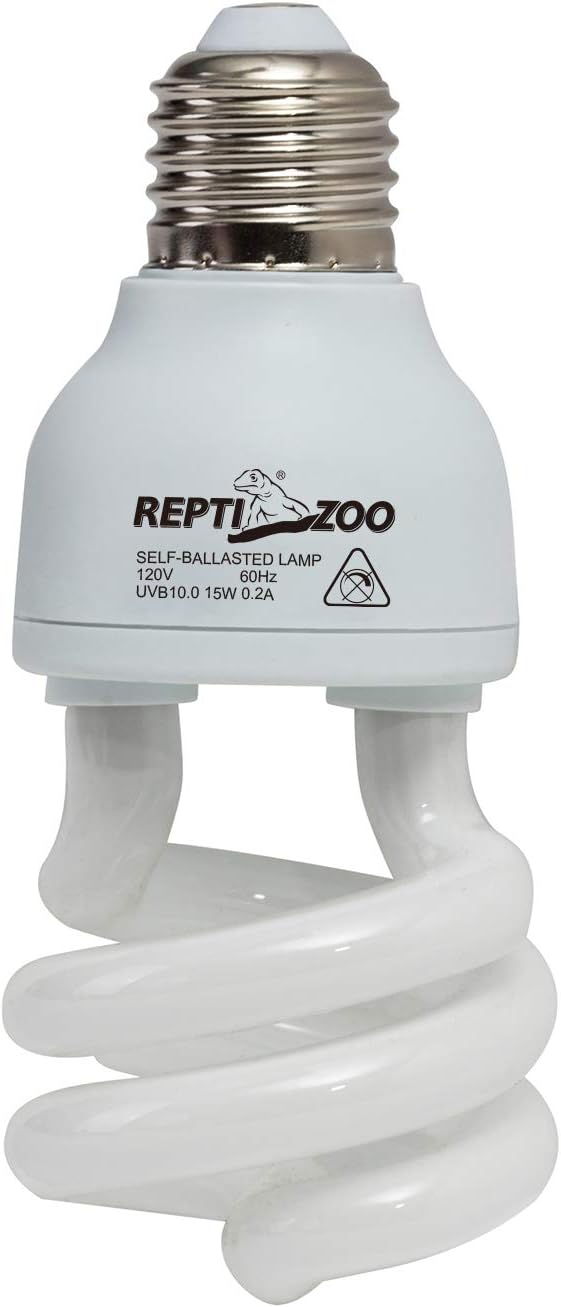 REPTIZOO Energy Saving Lamps UVB Bulb - Spiral Compact 15 Watts UVB 10.0 for Reptiles