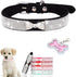 Puppy Collar with Rhinestone Name Plate, Bling Sparkly Diamond Cat Collars for XXS XS Small Medium Dogs, Black M