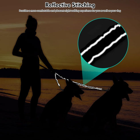 2 Dog Leash, Double Dog Leash Coupler, Tangle Free Bungee Leash, 360° Swivel, Comfortable Shock Absorbing
