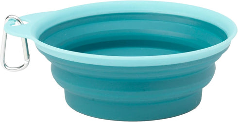 PetRageous 1-Cup Casey's Collapsible Pet Bowl, Aqua, Blue