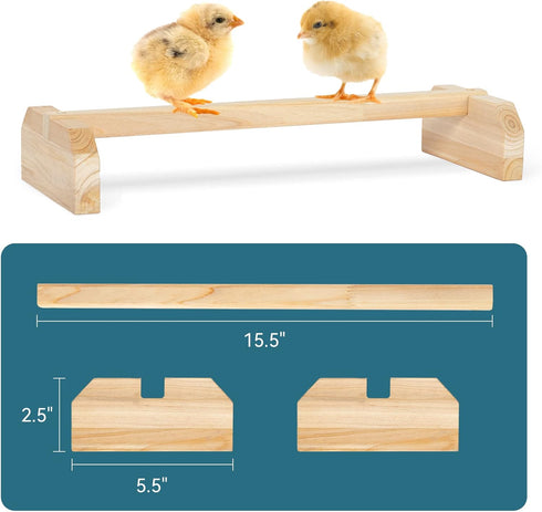 PETSFIT Chick Roosting Bar Prevent Rotation Design, Solid Wooden Thicken Rooster Perch for Coop and Brooder for Birds, Baby Chicks