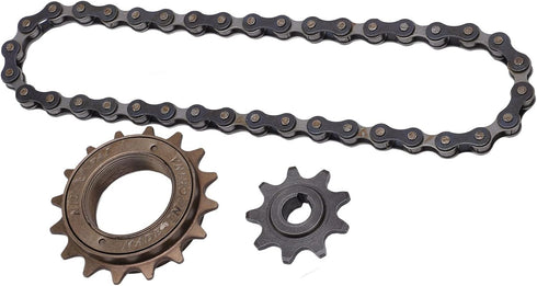 VBESTLIFE Freewheel Chain Kit, 16 Tooth Freewheel 9 Tooth Sprocket 38 Section Chain Kit for Mountain Bike