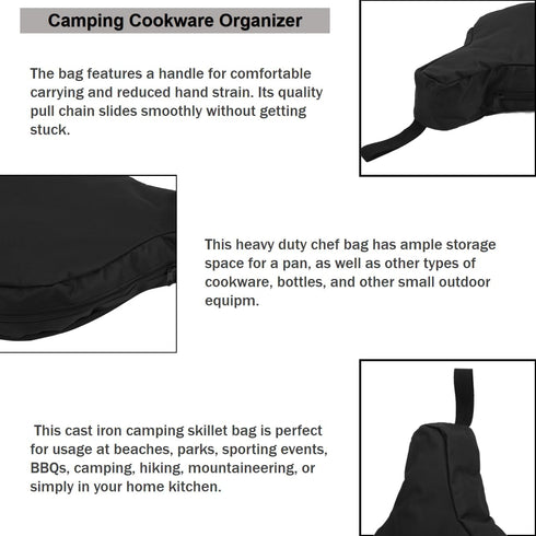 Cast Iron Skillet Bag Camping Cookware Organizer Multi Cooking Utensils Container Iron Pan Storage Bag Outdoor Camping