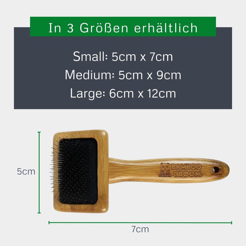 Alcott Bamboo Groom Slicker Brush with Stainless Steel Pins for Small Pets in Black