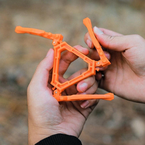Orange Fuel Can Stabilizer for Camping Stoves, Mini Foldable Outdoor Cooking Gas Tank Stand for Hiking