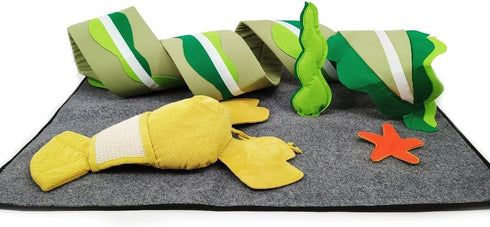 Monomoon Sea-Themed Cat Play Mat - Flexible and Fun Cat Activity Mat -