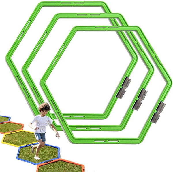 Hexagon Agility Ring Training Circle, Speed Agility Ladder, Football Footwork Trainer, 3Pcs Multicolor Fitness Equipment