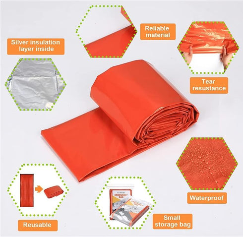 GALAXYLENSE Galaxy Thermal Mylar Emergency Ponchos, Reversible Raincoat Blanket, 8 Packs for Outdoor Use