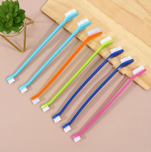 200PCS Set, 5 Pet Toothbrush Colors Dual-Ended Dog Cat Tooth Brushes Bulk for Small Medium Large Dogs Cats, Soft