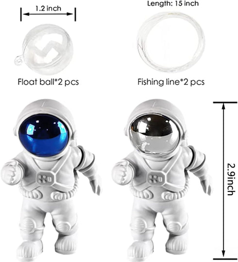 2-Pack Floating Fish Tank Decorations Cute Little Astronauts Aquarium Accessories Fish Playmate for Fish Tank Suitable for All Kinds of Fish and Fish Tanks Swimming Pool