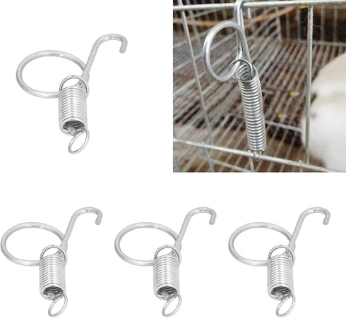 Spring Cage Door Hook, 20PCS Metal Finger Spring Latch Hook for Fixing Rabbit Pet Cage Door Farming Equipment