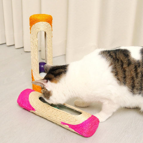 NOLITOY Cat Scratching Post Rolling Ball Toy, Fun for Kittens, Increases Movement for Cats Health